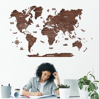 2D Antra Wooden World Map For Wall