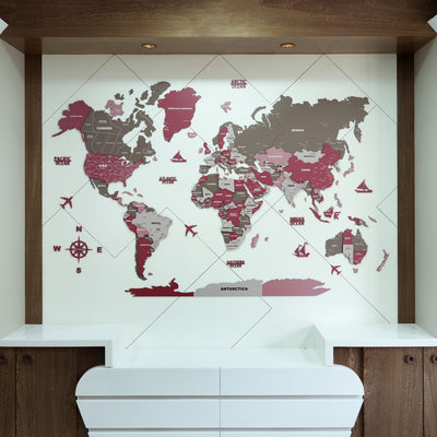 3D Americano World Map For Wall