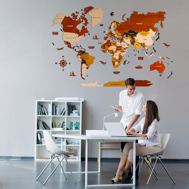 3D Prelam World Map For Wall