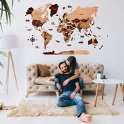 3D Wooden Texture World Map For Wall