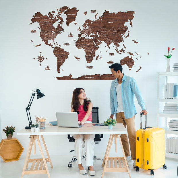 2D Antra Wooden World Map For Wall