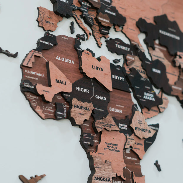 3D Wooden Texture World Map For Wall