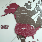 3D Americano World Map For Wall