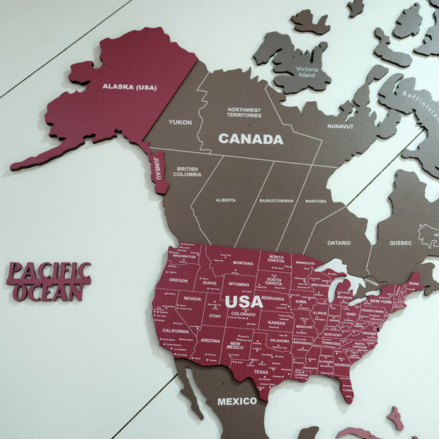 3D Americano World Map For Wall