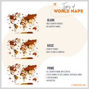 3D Prelam World Map For Wall