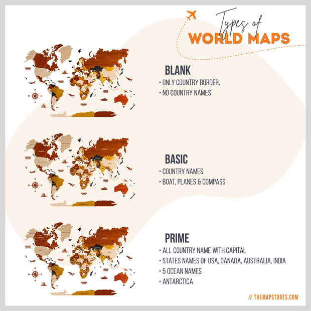 3D Prelam World Map For Wall