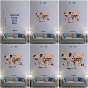 3D Wooden Texture World Map For Wall