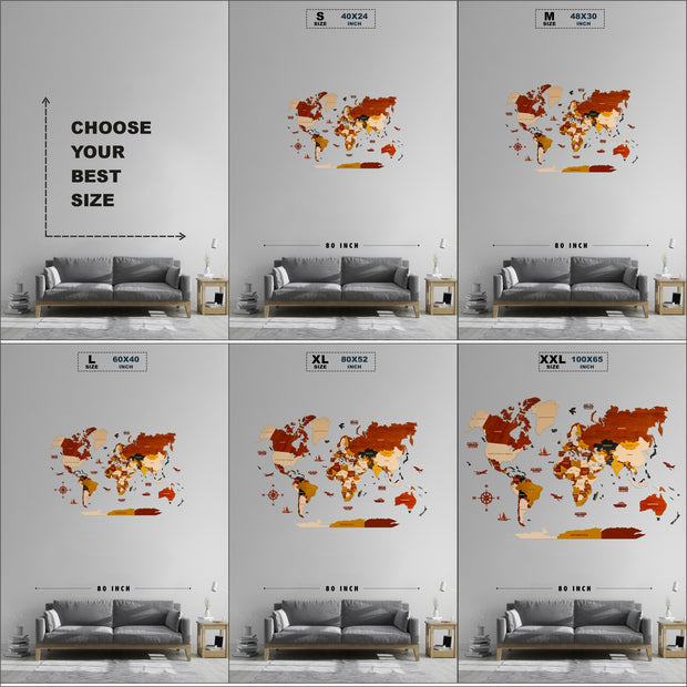 3D Prelam World Map For Wall