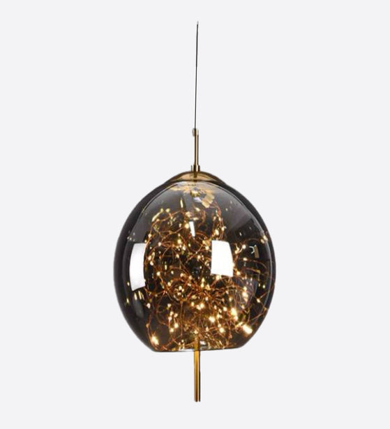 CRYSTAL GLASS ANTIQUE COPPER GOLDEN GLOBE HANGING LIGHTS