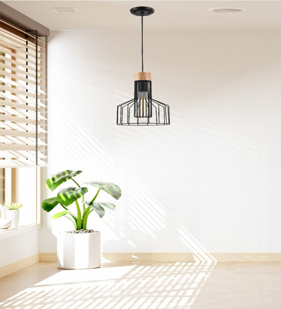 METAL HANGING LIGHT IN BLACK FINISH-1