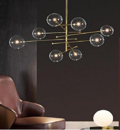 PENDANT BUBBLE HAIL THE SHOTS MATTE BLACK CHANDELIER WITH GOLDEN LUSH