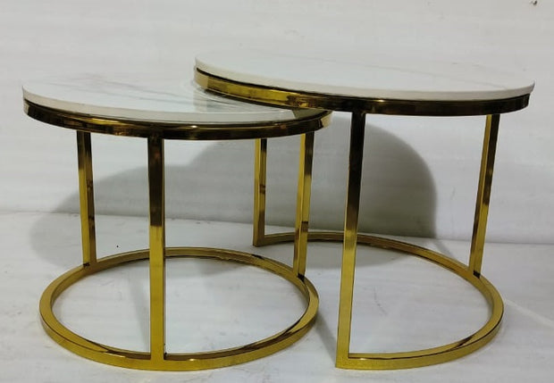 CLASSIC NESTING SIDE CENTER TABLE WITH BLACK MARBLE TOP