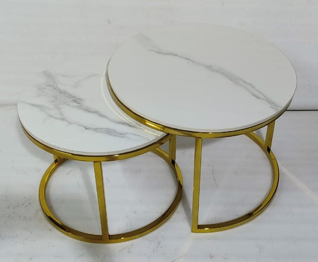 CLASSIC NESTING SIDE CENTER TABLE WITH BLACK MARBLE TOP