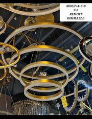 GOLDEN CLUSTER FLORET 4 RINGS MATTE CHANDELIER