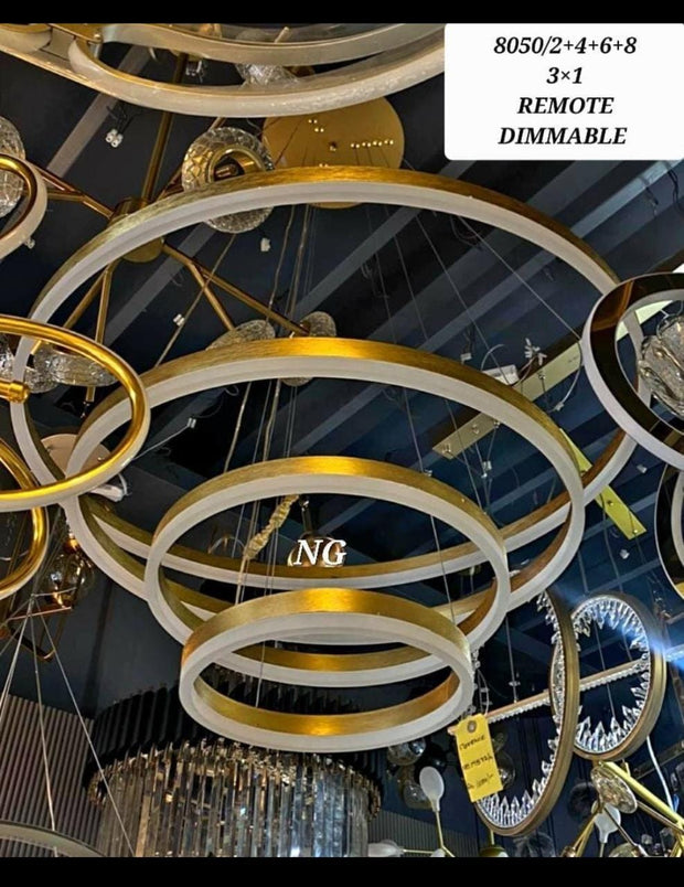 GOLDEN CLUSTER FLORET 4 RINGS MATTE CHANDELIER