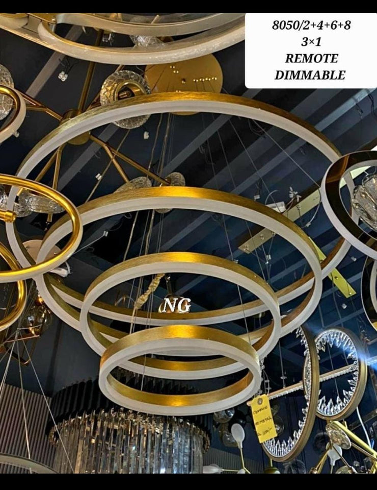GOLDEN CLUSTER FLORET 4 RINGS MATTE CHANDELIER