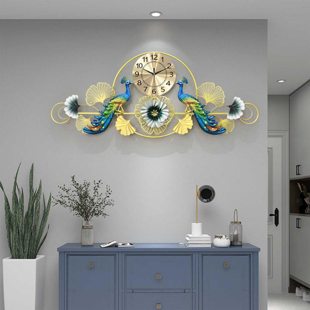 PEACOCK SHAPED ANTIQUE METAL WALL CLOCK-5