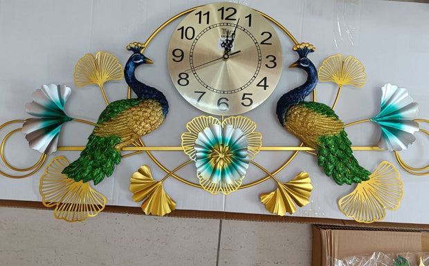 PEACOCK SHAPED ANTIQUE METAL WALL CLOCK-5