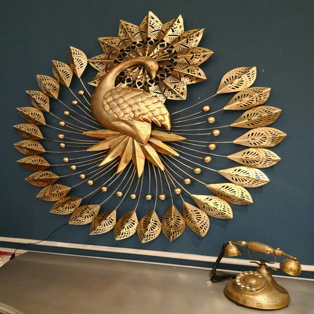 Peacock Metal Wall Art With LED LIGHTS