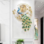 PEACOCK SHAPED ANTIQUE METAL WALL CLOCK-6