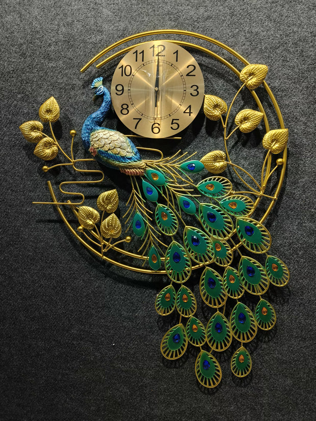 PEACOCK SHAPED ANTIQUE METAL WALL CLOCK-6