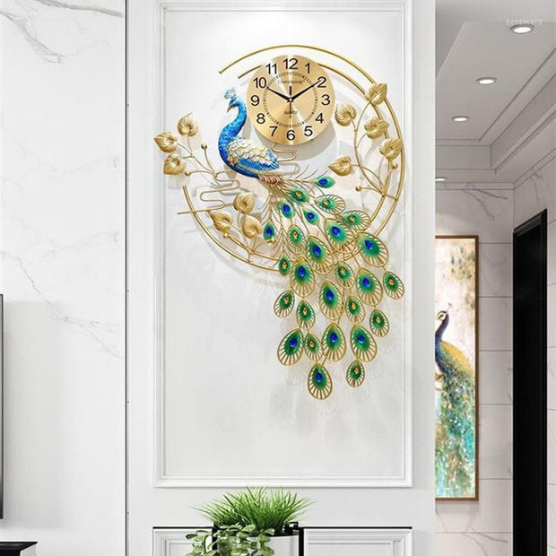 PEACOCK SHAPED ANTIQUE METAL WALL CLOCK-6