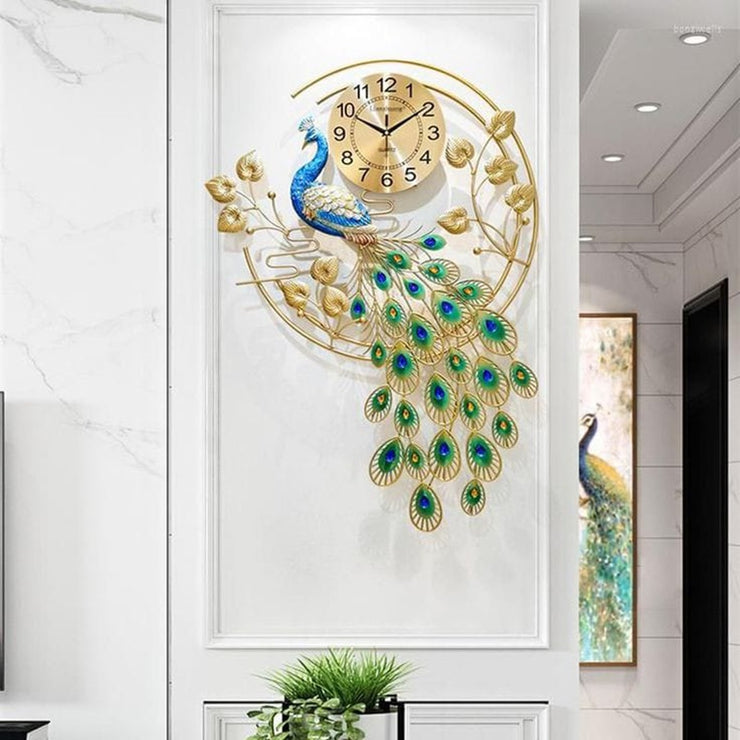 PEACOCK SHAPED ANTIQUE METAL WALL CLOCK-6