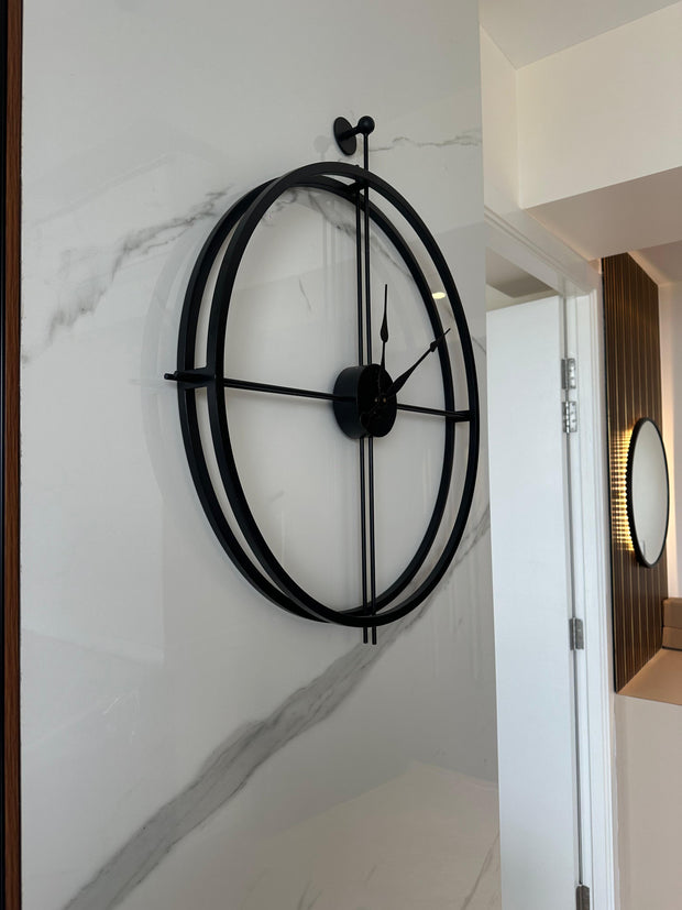 AUSTERE ANTIQUE BLACK WALL CLOCK