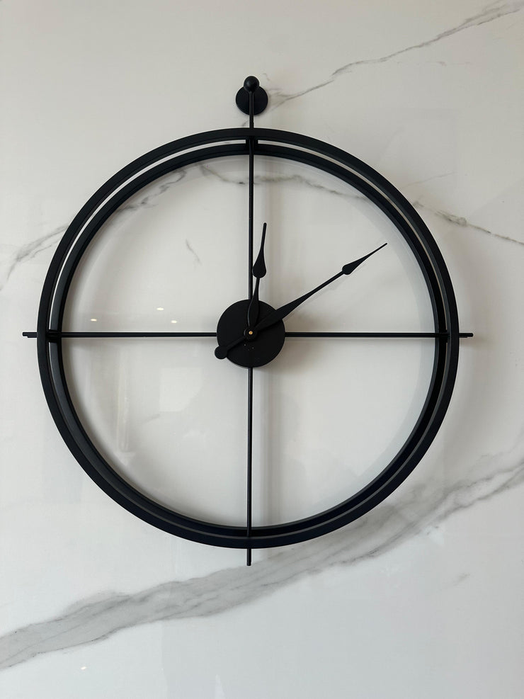 AUSTERE ANTIQUE BLACK WALL CLOCK