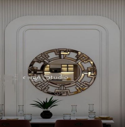 GOLDEN FINISH ROUND WALL MIRROR