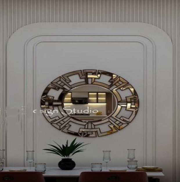 GOLDEN FINISH ROUND WALL MIRROR