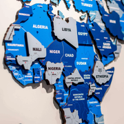 3D Tory Blue Wooden World Map For Wall