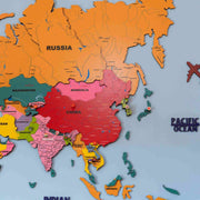 3D Colorful Wooden World Map For Wall