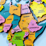 3D Colorful Wooden World Map For Wall