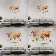 3D Colorful Wooden World Map For Wall
