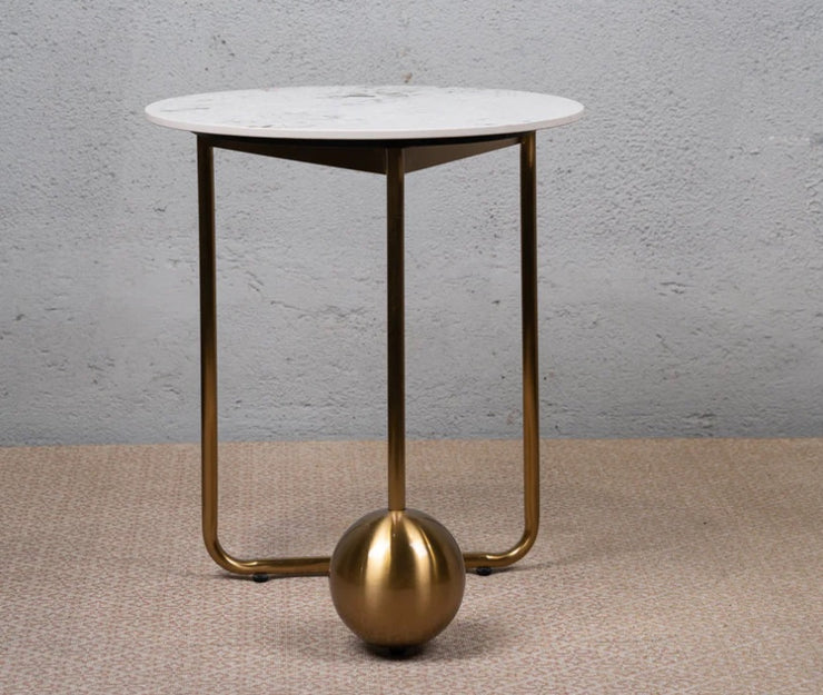 MYSTIC GOLD FINISH SIDE TABLE WITH MARBLE TOP