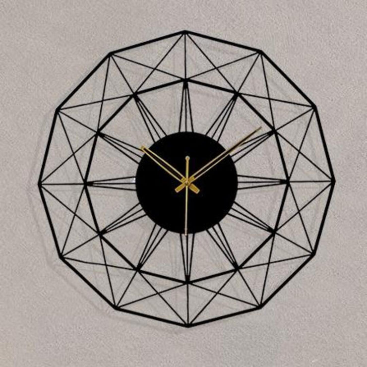 BLACK GEOMETRIC METAL WALL CLOCK