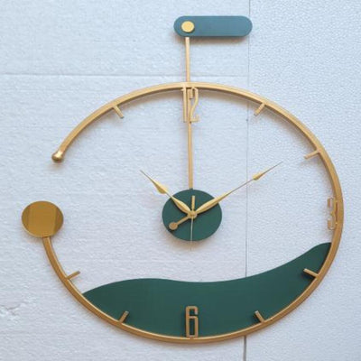 AUSTERE ANTIQUE GOLDEN GREEN WALL CLOCK