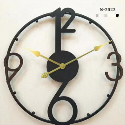 BLACK SYMMETRICAL METAL ANTIQUE WALL CLOCK