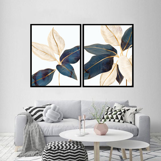 ROZZANIE GLOSSY FOILAGE BOTANICAL FRAMES WITH GLASS- SET OF 2