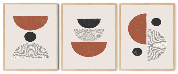 DIVERSIFORM SPHERE FRAMED ABSTRACT ART FRAMES WITH GLASS-SET OF 3