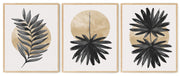 STYLIZED FERN LEAVES PETALS FRAMES WITH GLASS- SET OF 3