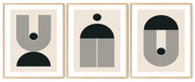 ASCETIC GEOMETRIC PICTURE FRAMES IN BLACK AND WHITE WITH GLASS- SET OF 3