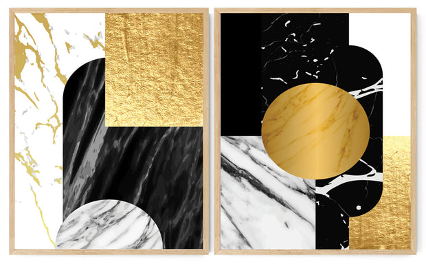 OSTENTATIOUS ABSTRACT PICTURE FRAMES WITH GLASS - SET OF TWO