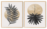 ELEGANT FERN LEAVES WALL ART FRAMES WITH GLASS- SET OF 2