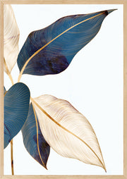 EMERALD GREEN & GOLDEN LEAVES BOTANICAL ART FRAME WITH GLASS- SINGLE