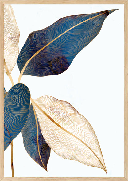 EMERALD GREEN & GOLDEN LEAVES BOTANICAL ART FRAME WITH GLASS- SINGLE
