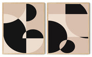ORIENTAL GEOMETRIC ABSTRACT ART FRAMES WITH GLASS-SET OF 2