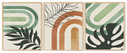 GREENISH MUSTARD COMBO OF GEOMETRICAL ART FRAMES WITH GLASS-SET OF 3
