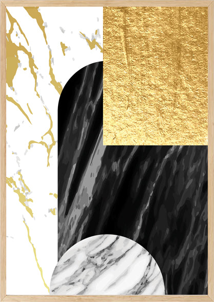 NOUVELLE ABSTRACT PICTURE FRAME IN BLACK, WHITE AND BEIGE WITH GLASS-SINGLE
